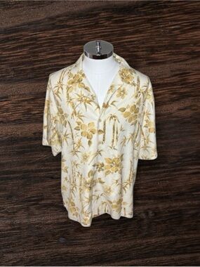 Tommy Bahama bamboo print silk shirt size large